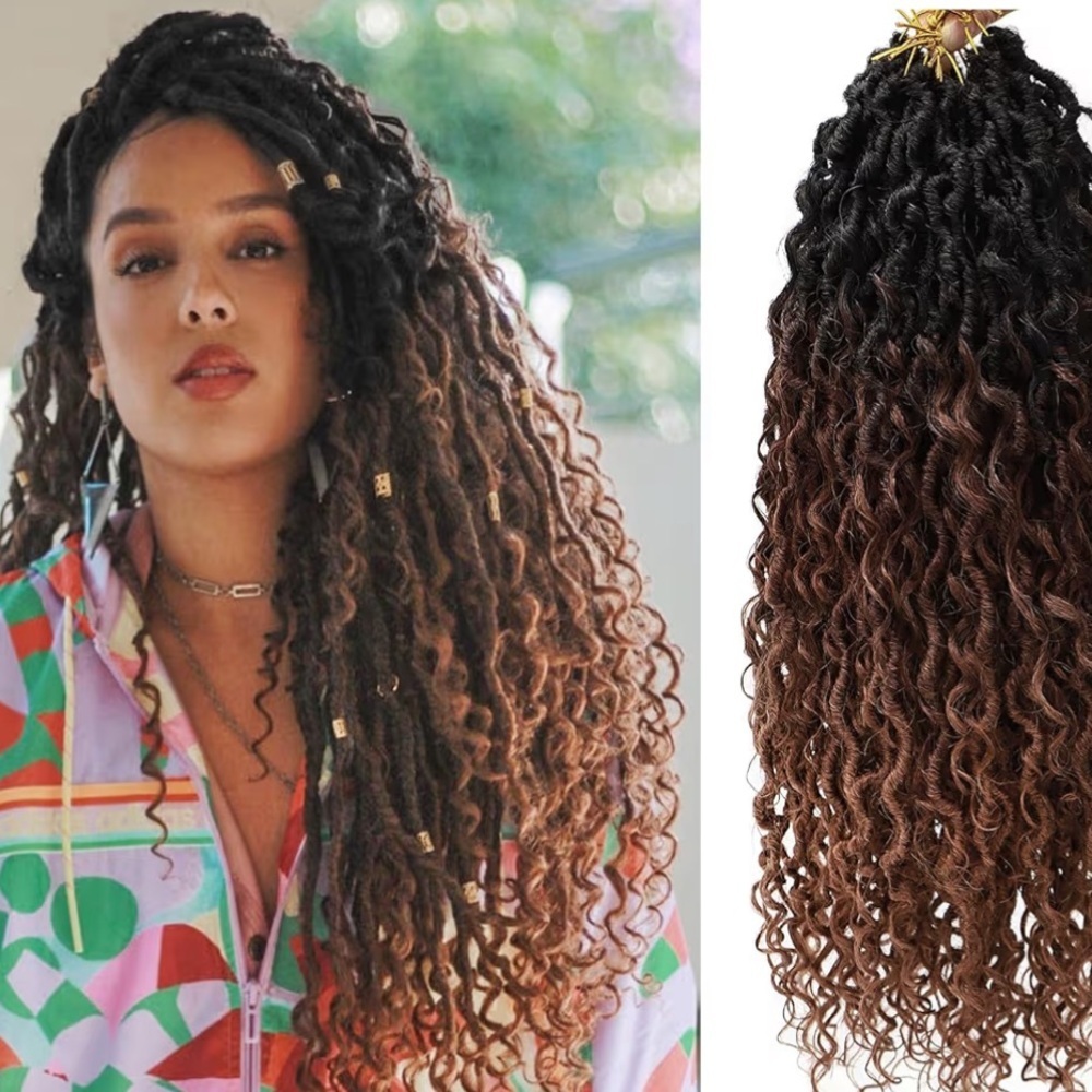 Goddess Locs Crochet Hair 18Inch Boho Faux Locs,Crochet Locs With Curly Ends
